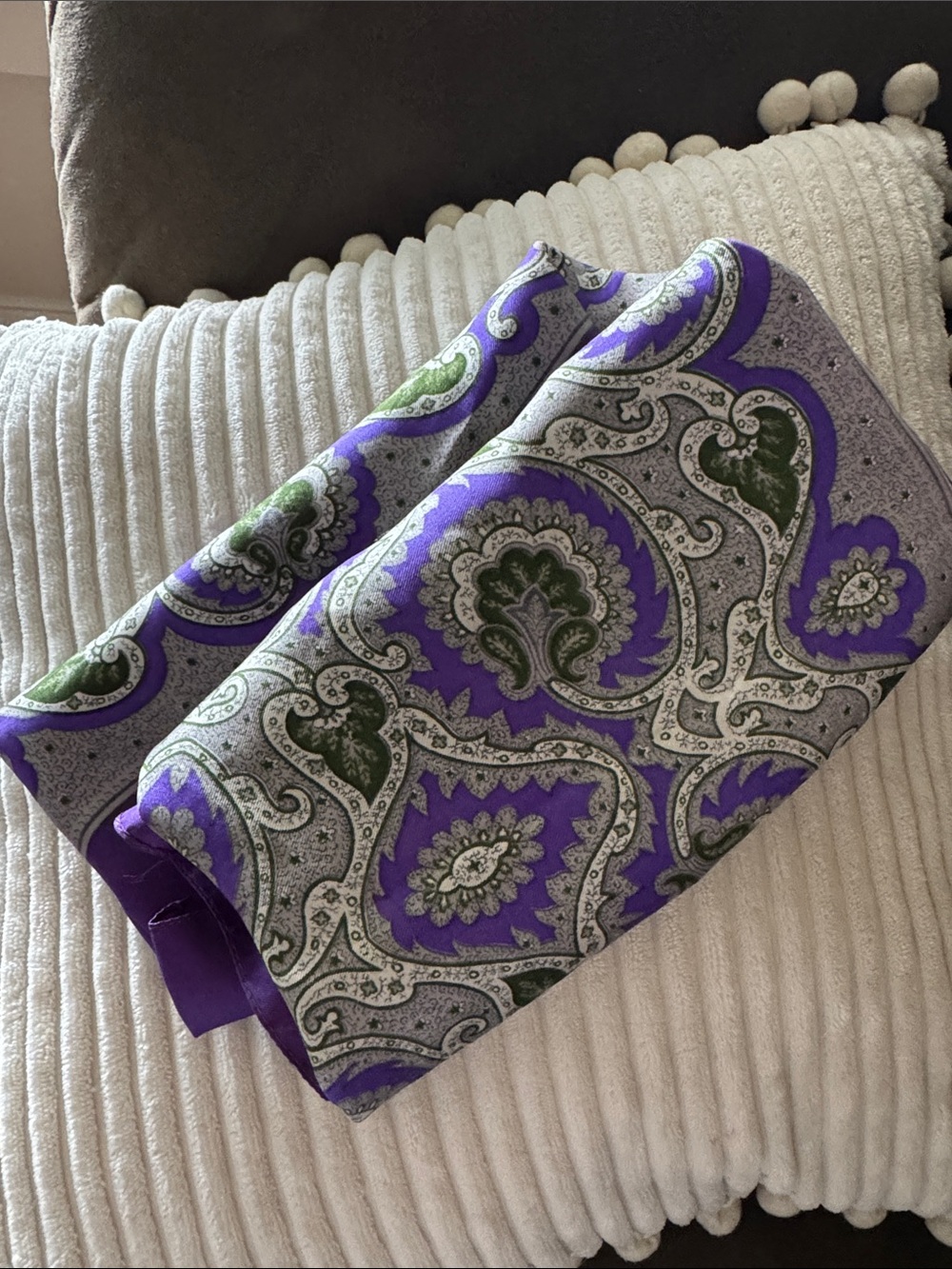 Purple & Green Paisley Silk Scarf